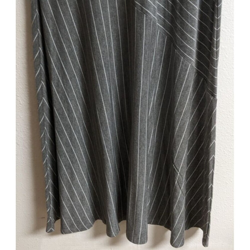 SOFT SURROUNDINGS Grey/White Slant Striped Maxi Dress Minimalist Resortwear M - Picture 9 of 11